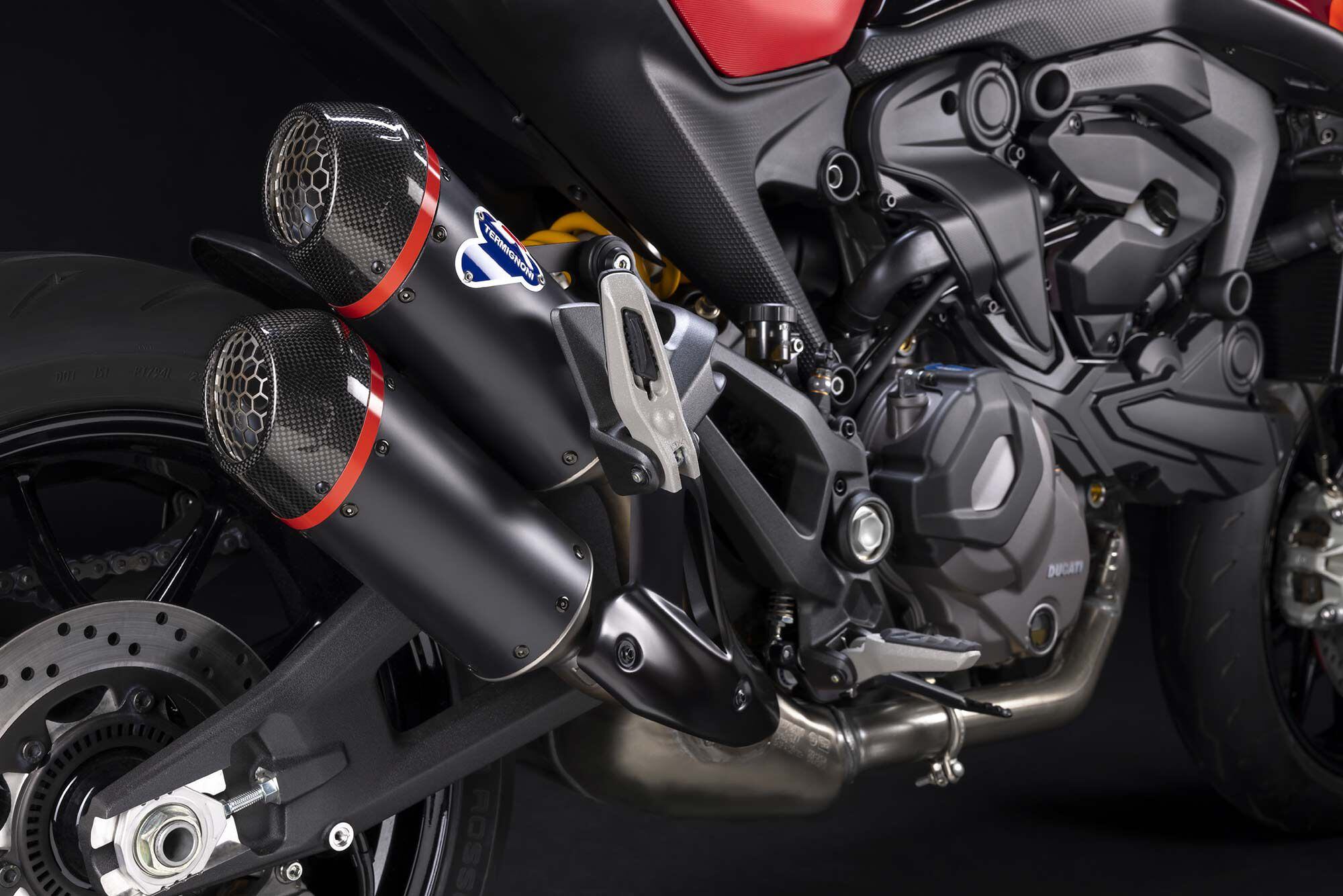 A Termignoni 2-into-2 exhaust is just another of the Monster SP’s premium upgrades.