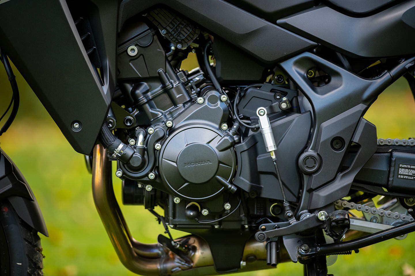 Honda’s 755cc parallel twin with a 270-degree crank and an up-and-down quickshifter.