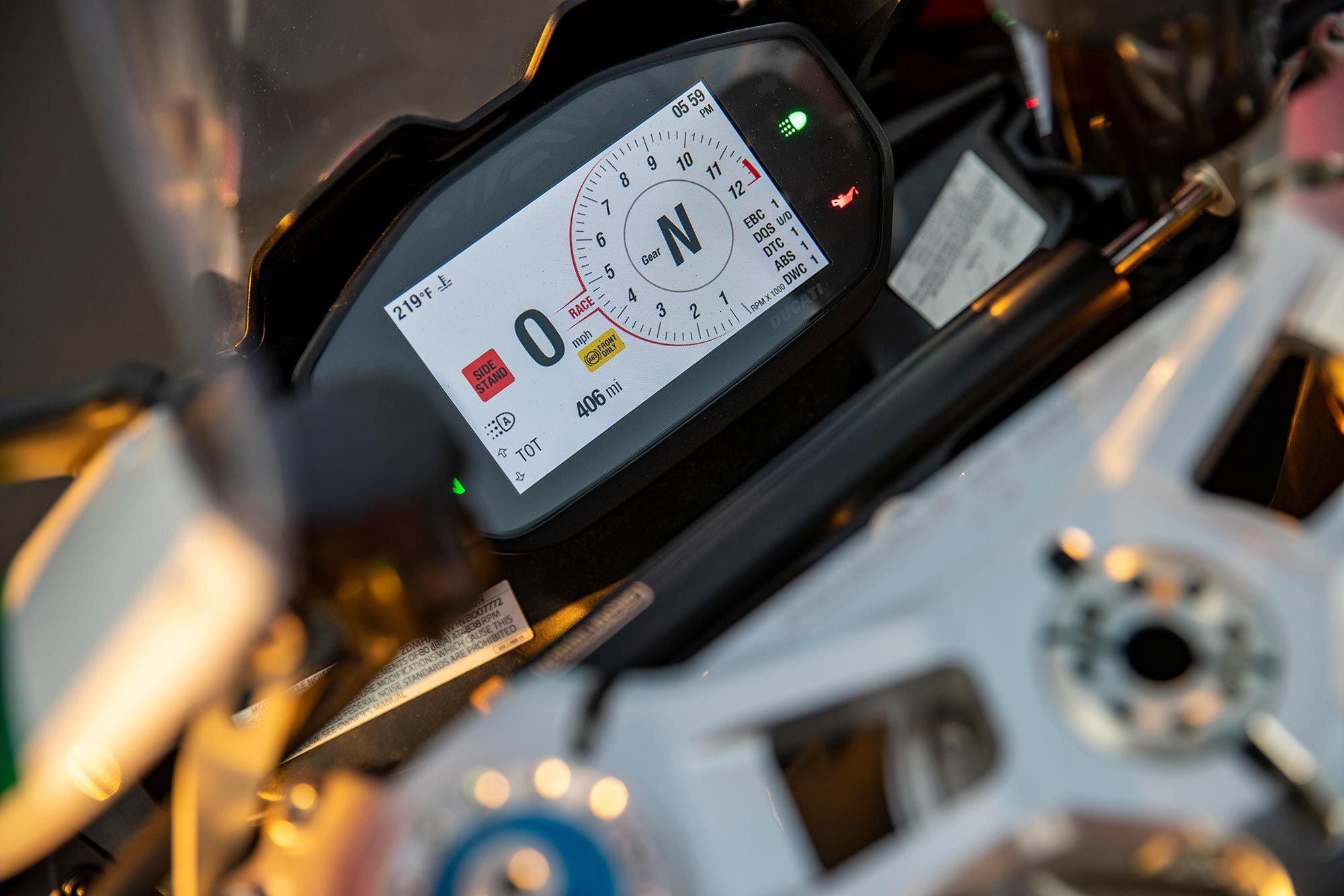 The dash on the V2 is like the helm of the ship; this is where all the decisions are made to tailor the bike to your liking.