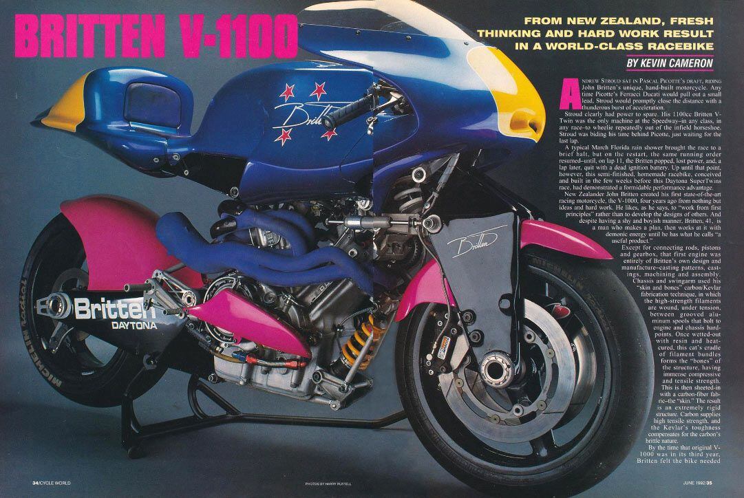 In the June 1992 issue of <i>Cycle World</i>, Kevin Cameron penned this story on Britten’s effort at Daytona that year.