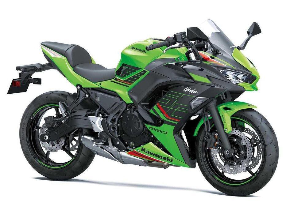 Shown here in the KRT (Kawasaki Racing Team) Edition, the 2023 Ninja 650 delivers sportbike performance and handling at a competitive price.