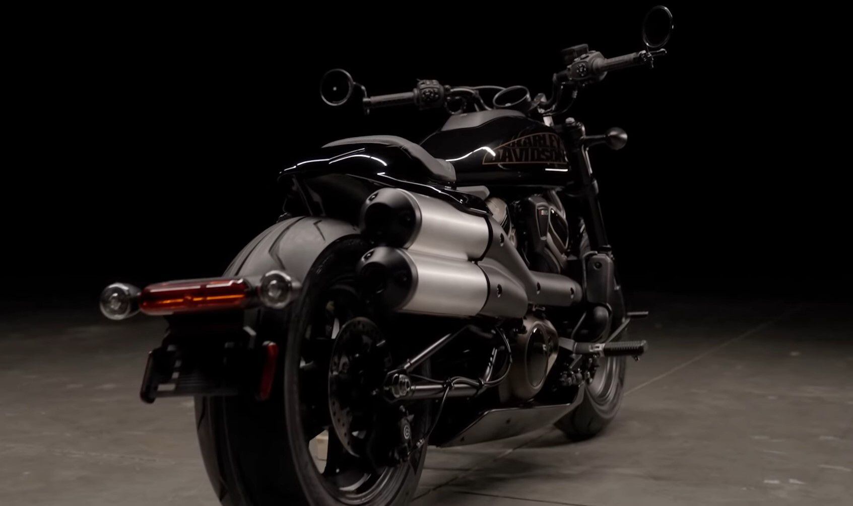 The Harley-Davidson Sportster S will sport wide front and rear tires and a flat and low stance.
