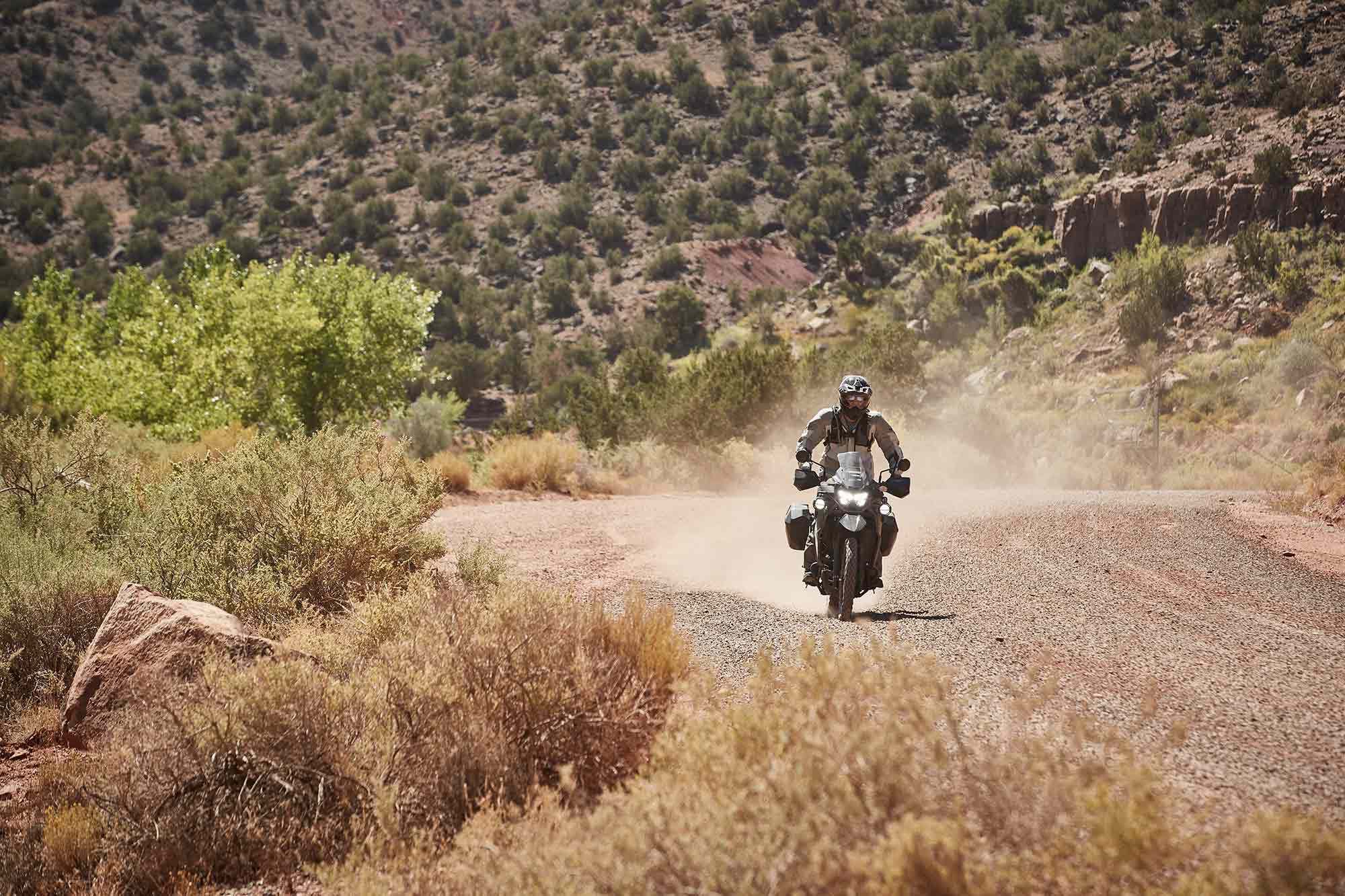 Gravel fire roads are where the KLR650 is the happiest.