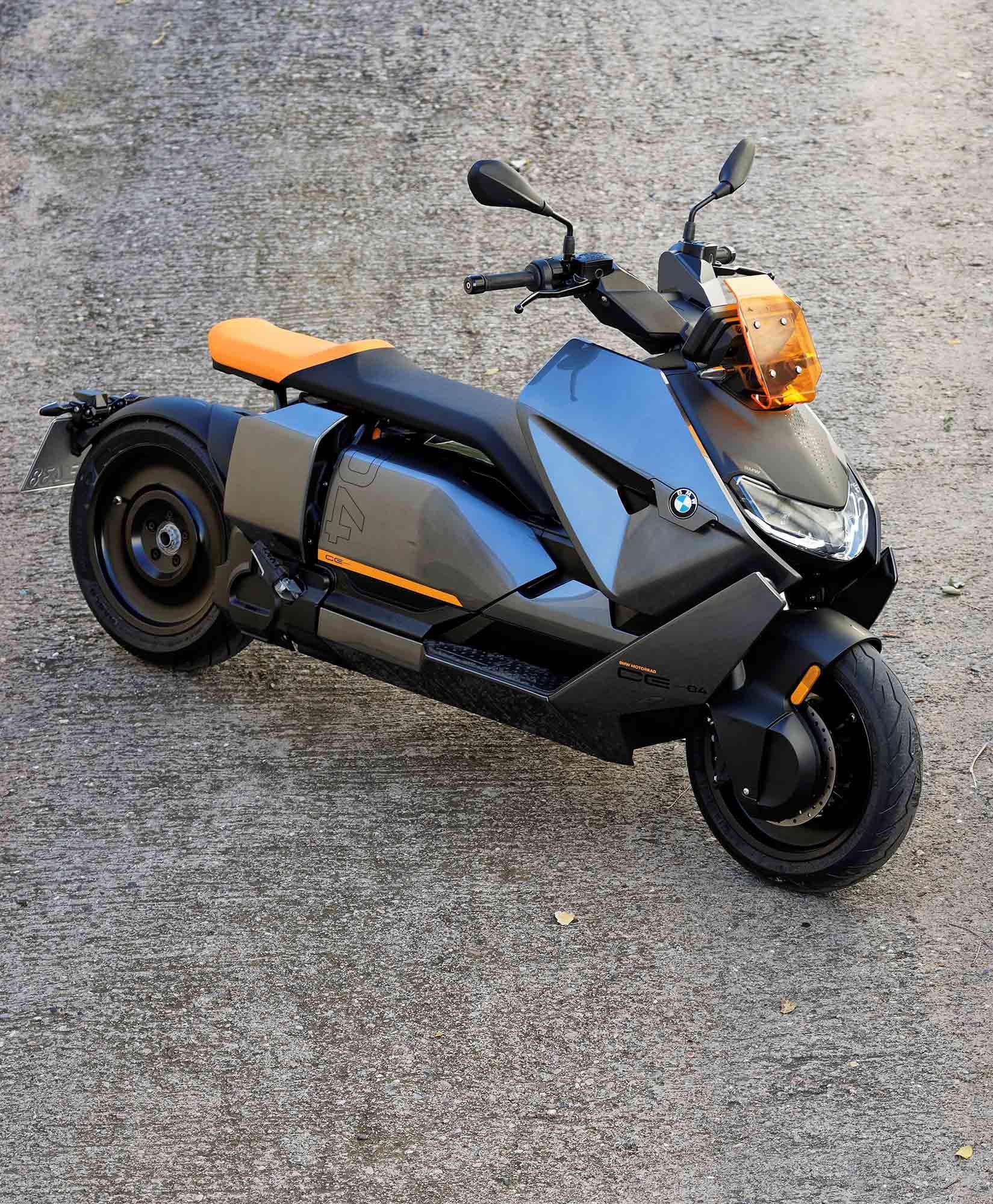 The 65.9-inch wheelbase is especially long for a scooter, which makes the CE 04 feel spacious and super stable. That length also means more effort is needed in tighter turns.
