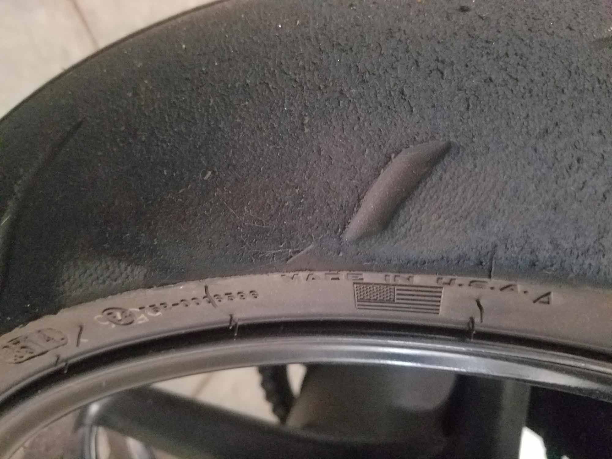 This is my FZ1 rear tire after a day at Colorado’s High Plains Raceway, a tremendously safe place to scrub the scrubbing line right off.