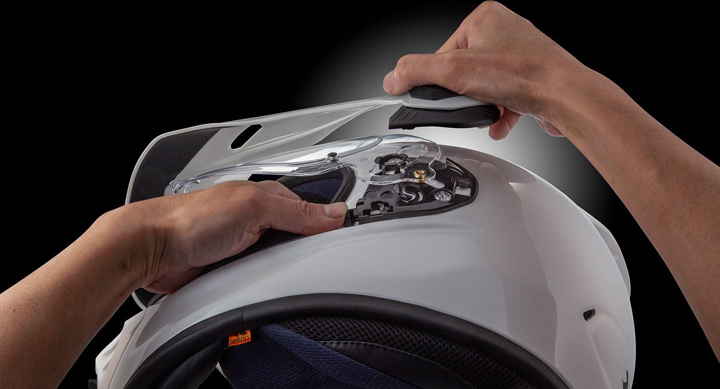 Visor removal and installation do not require tools.