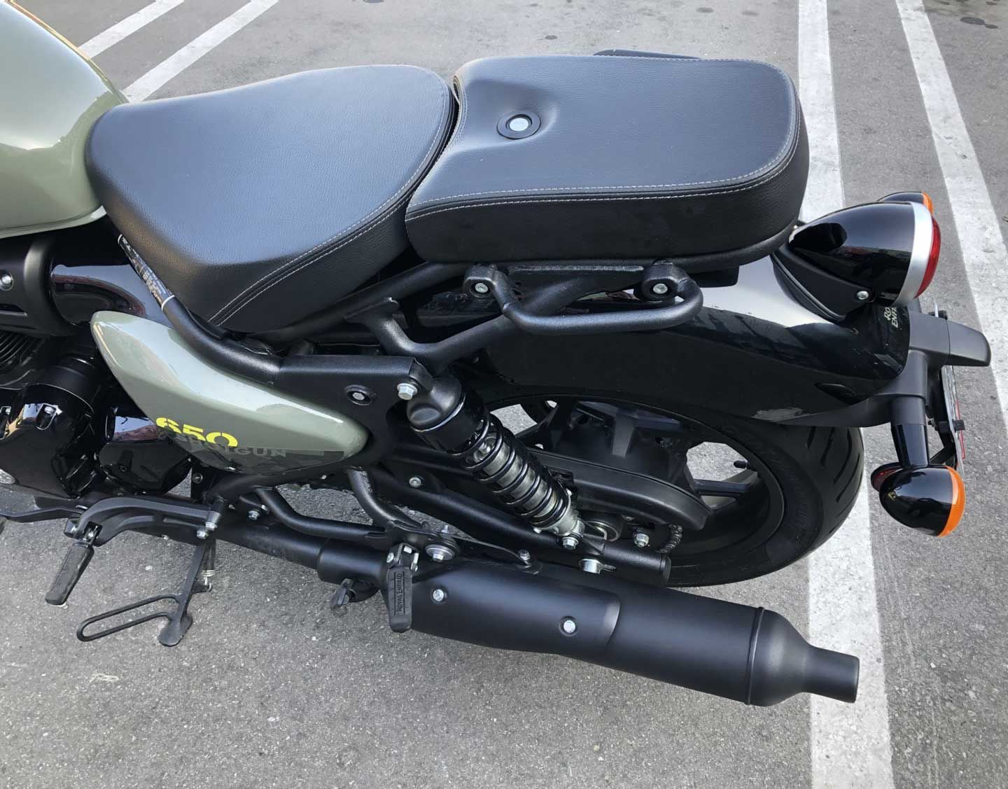 The Shotgun’s 31.3-inch-tall rear seat can be removed with the twist of a key. The subframe underneath can also be swapped out by removing four bolts.