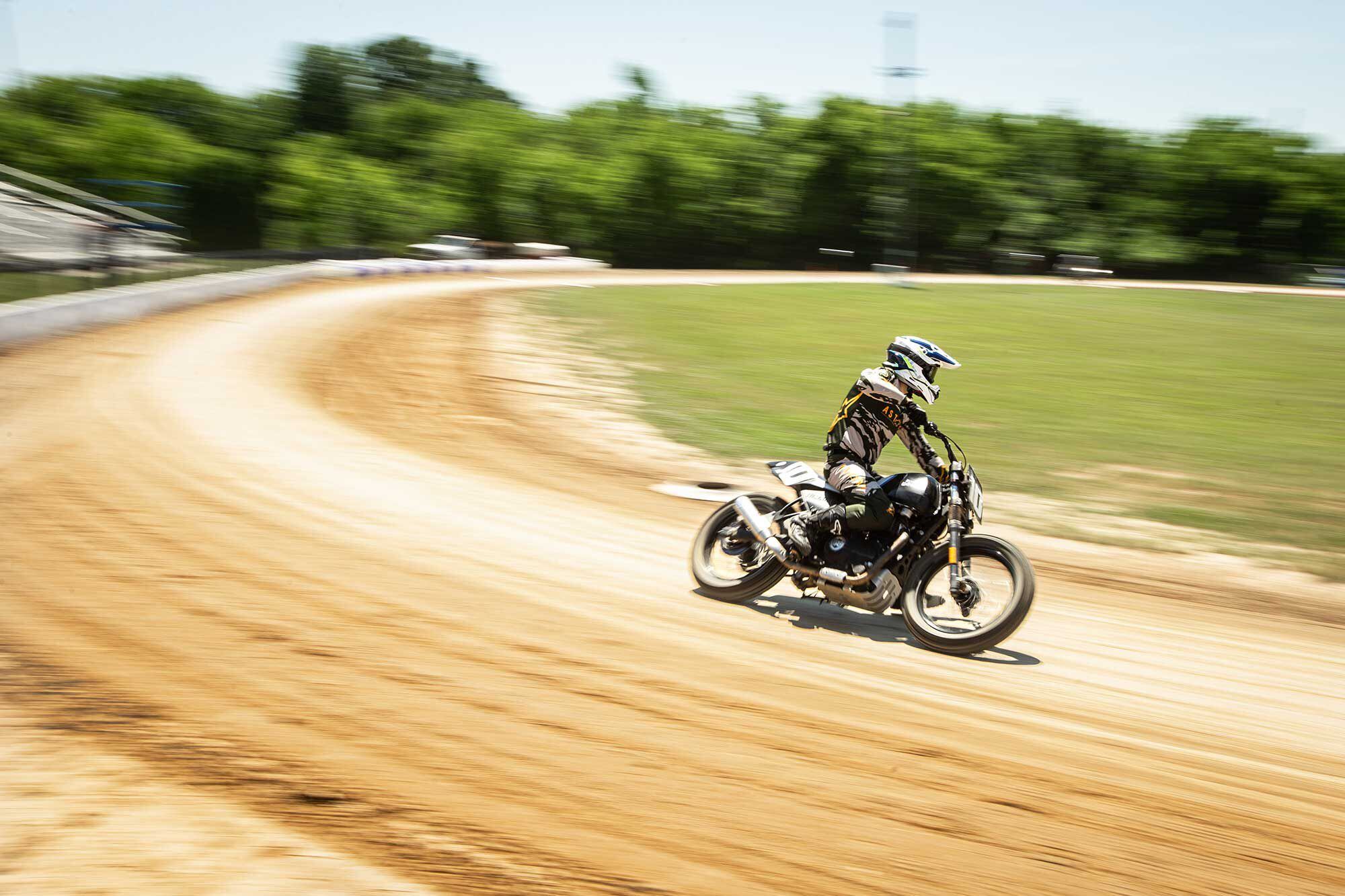 The kart track at Weedsport Speedway. Lewis says that one of the advantages of flat-track training is that it requires neither a lot of space nor a ton of effort to set up a track. In 2021, he quickly built a track in the infield of Texas Motor Speedway for a four-day class.