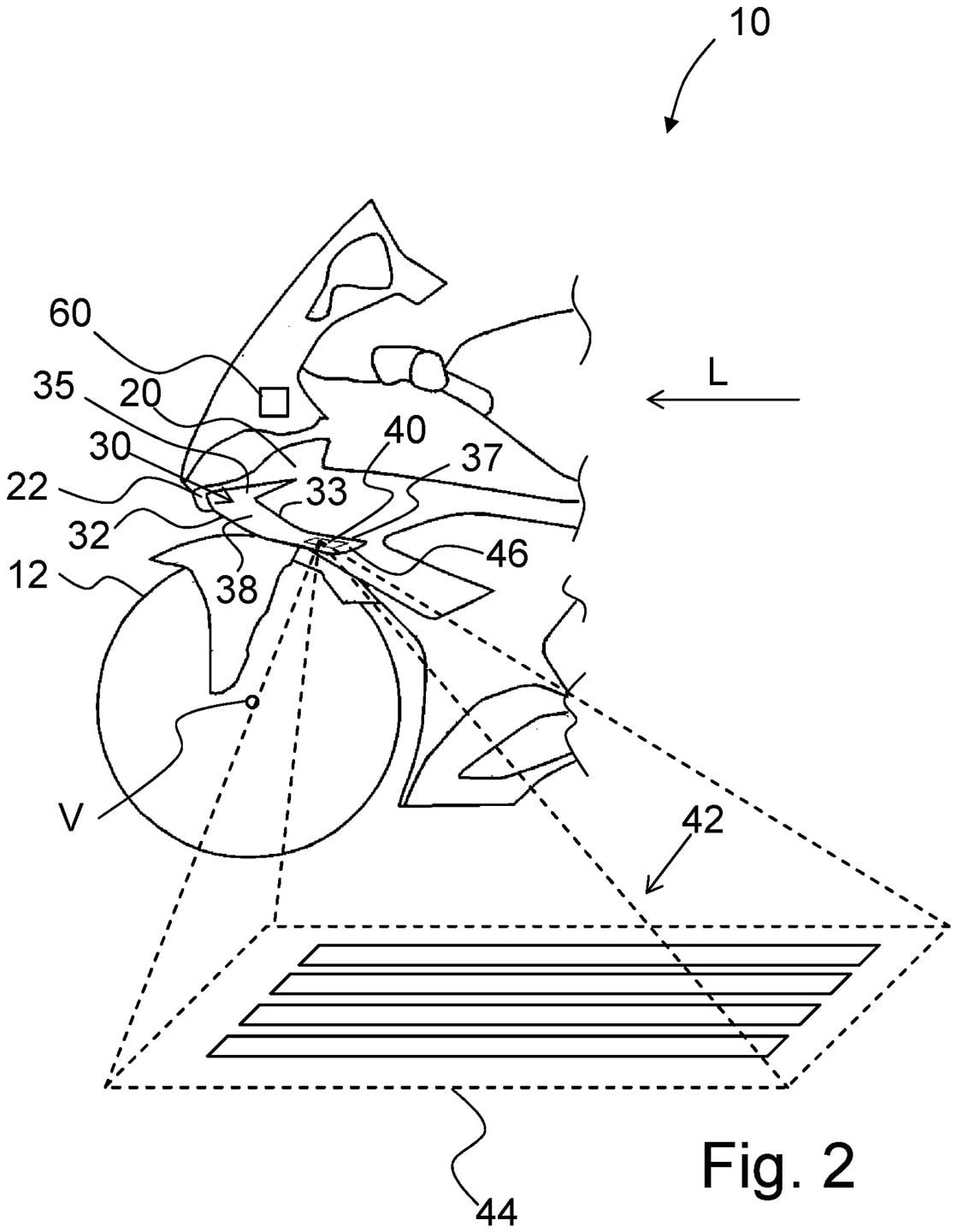 Another item shown in the patent, are puddle lights that illuminate the ground under and around the bike when parking.