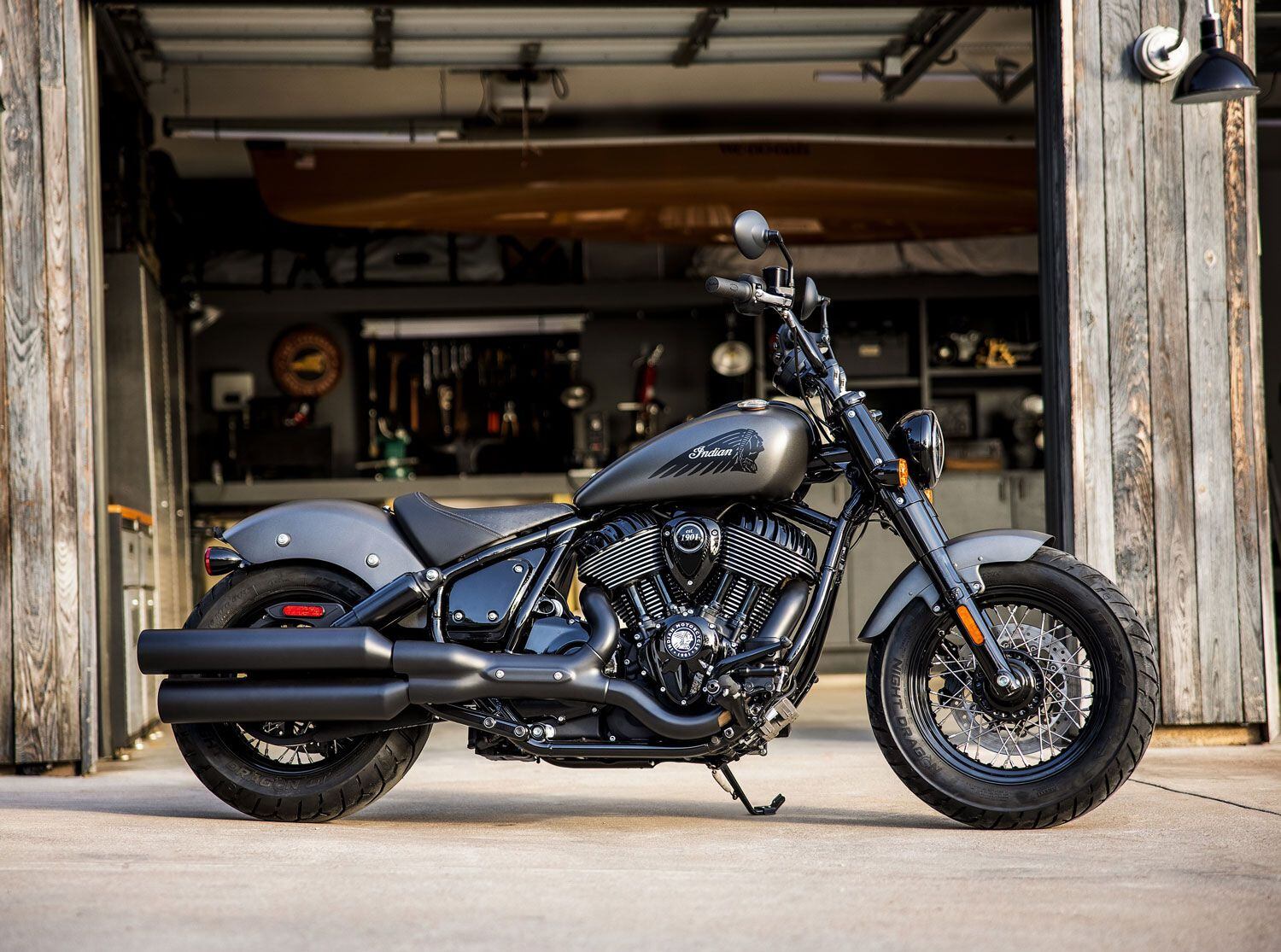 The Indian Chief Bobber Dark Horse Bobber adds a bigger engine, premium finishes, and Ride Command to the mix.