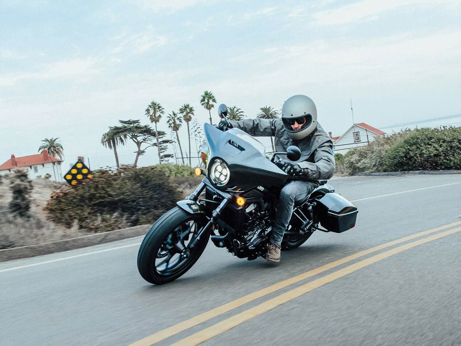 For 2023, Honda has released the new Rebel 1100T DCT bagger. The “T” apparently stands for “travel” or “touring.”