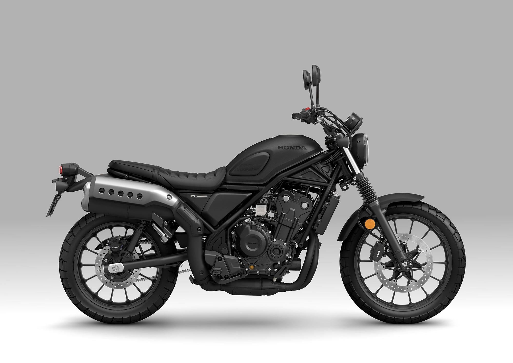 Although similar to the frame on the Rebel 500, the CL500’s rear section has been modified for the new riding position.
