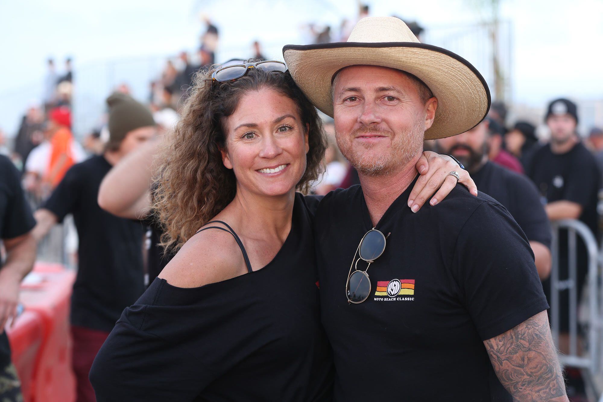 Roland Sands and Summer Hoover celebrating another successful year of Moto Beach.