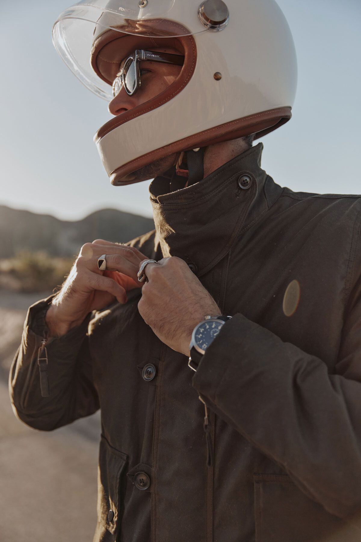 A tall storm collar helps the jacket protect the rider from the elements by sealing around the base of a helmet.