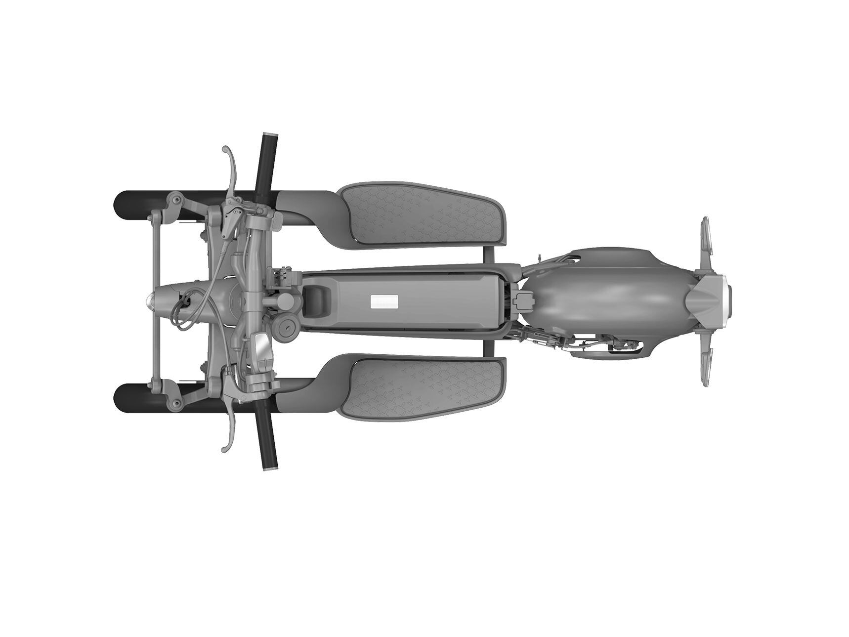 Top view of the TriTown shows more clearly where the rider places their feet.
