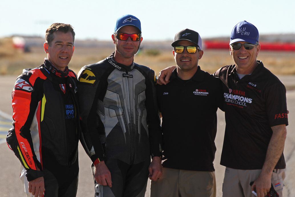 Mark Thompson with motorcycle instructors at the track
