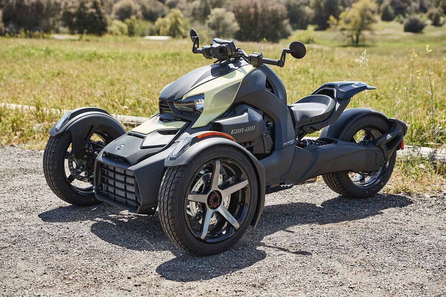 The Ryker Sport has some storage for either gloves or a water bottle in front of the handlebar and dash.