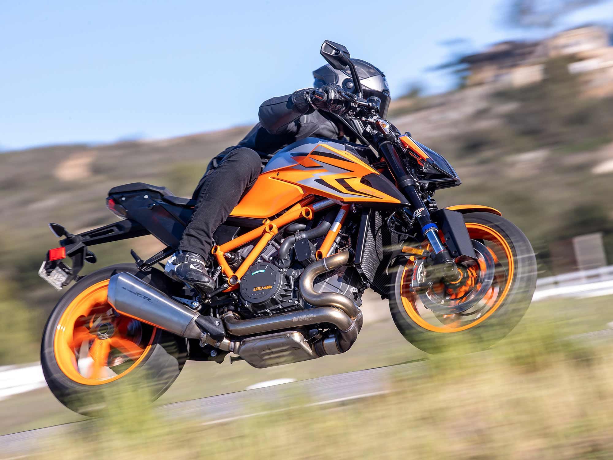 Traction control intervention is frequent when leaned over, but the lean-sensitive system works well.
