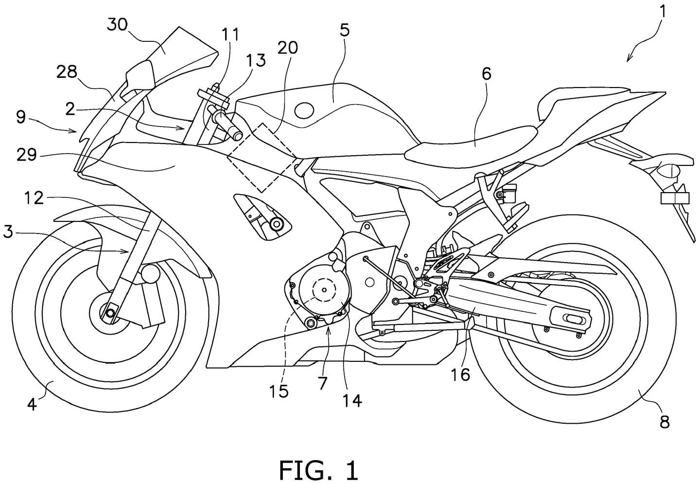 A second patent shows a Yamaha YZF-R7 as an application.