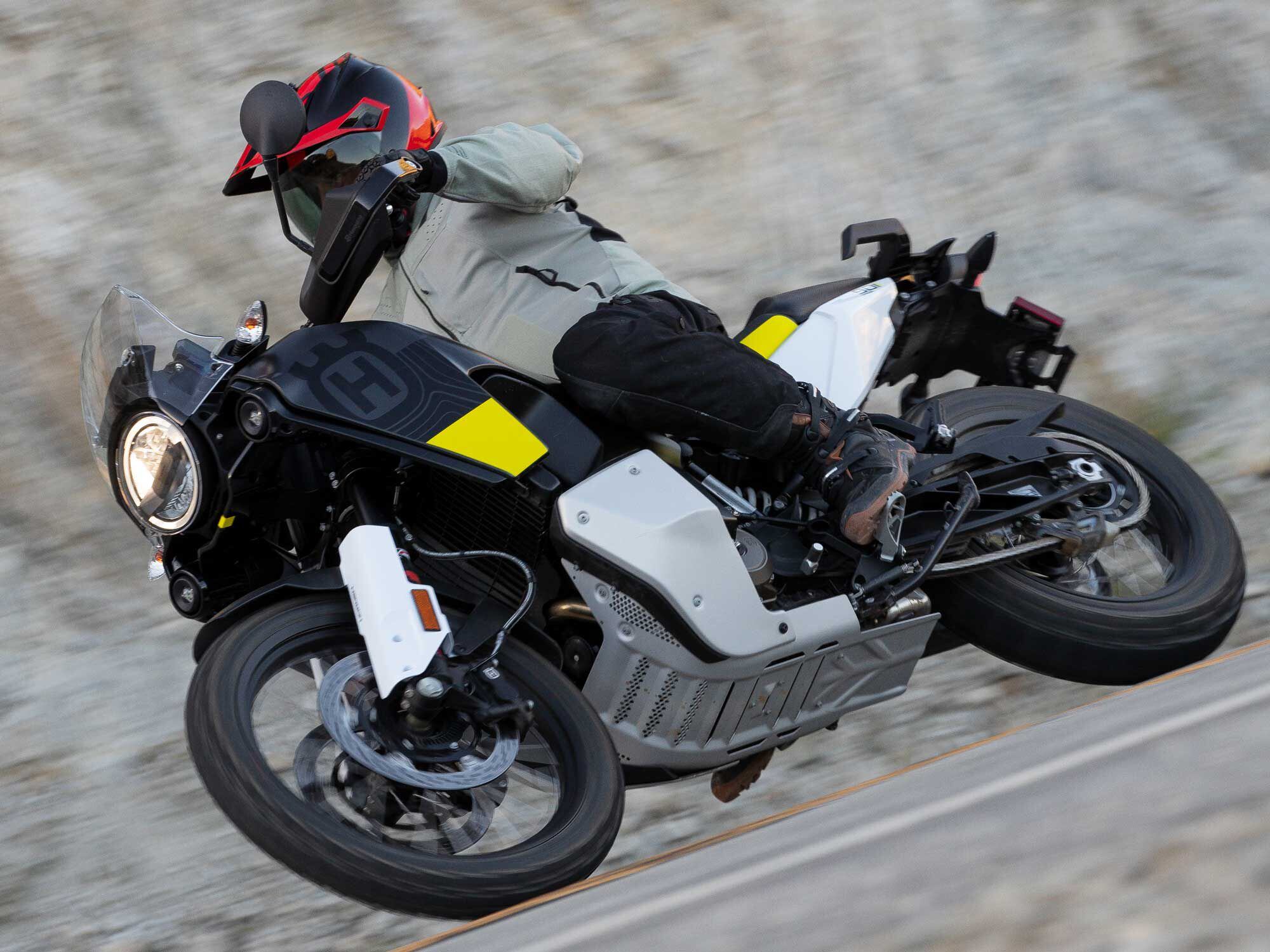 On twisting roads the Norden is a capable handler, moving though the bends with confidence beyond what would be expected from an adventure bike.