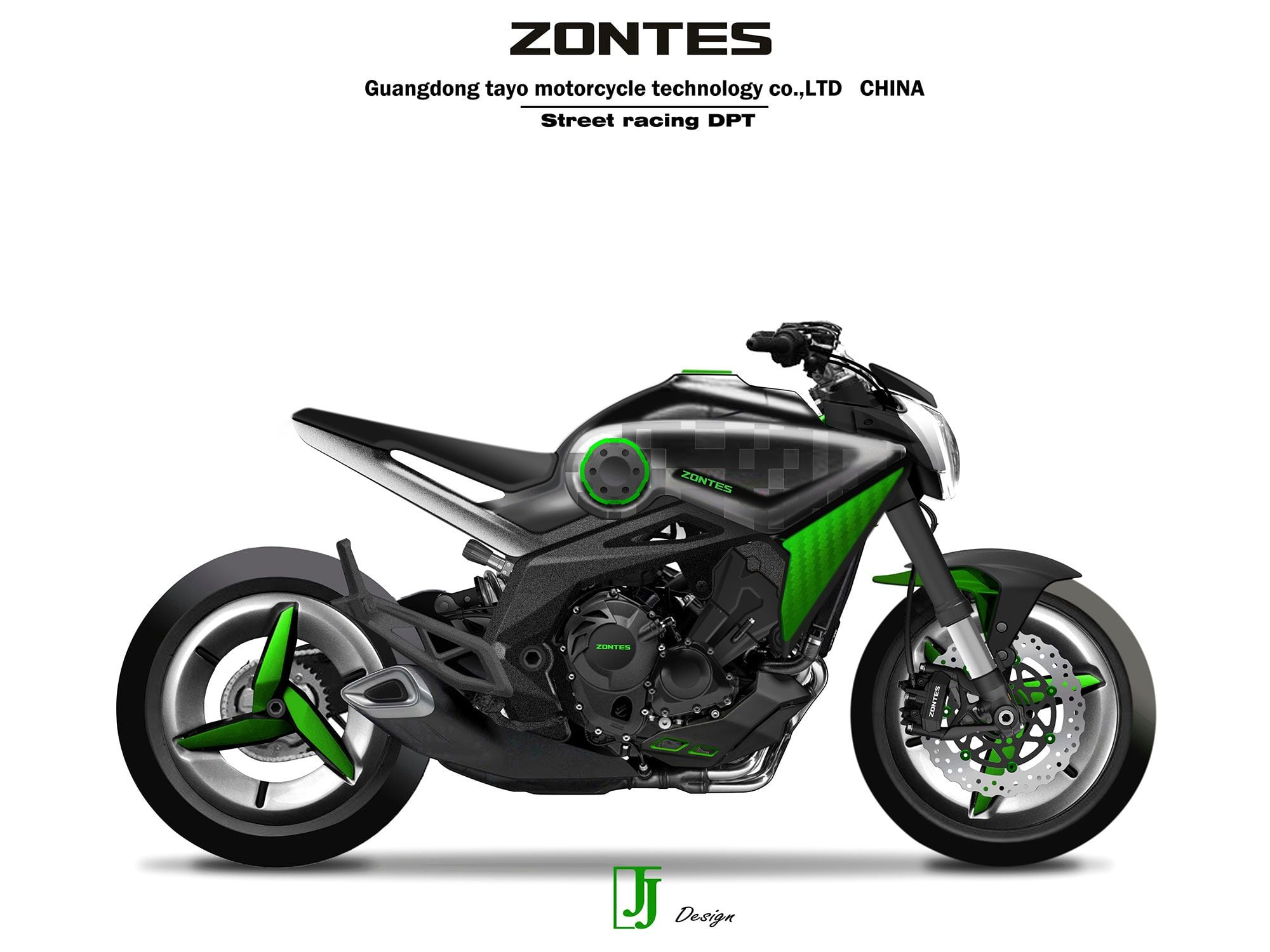 Zontes first floated the idea of the triple-powered 1,000cc naked in this design sketch last year.