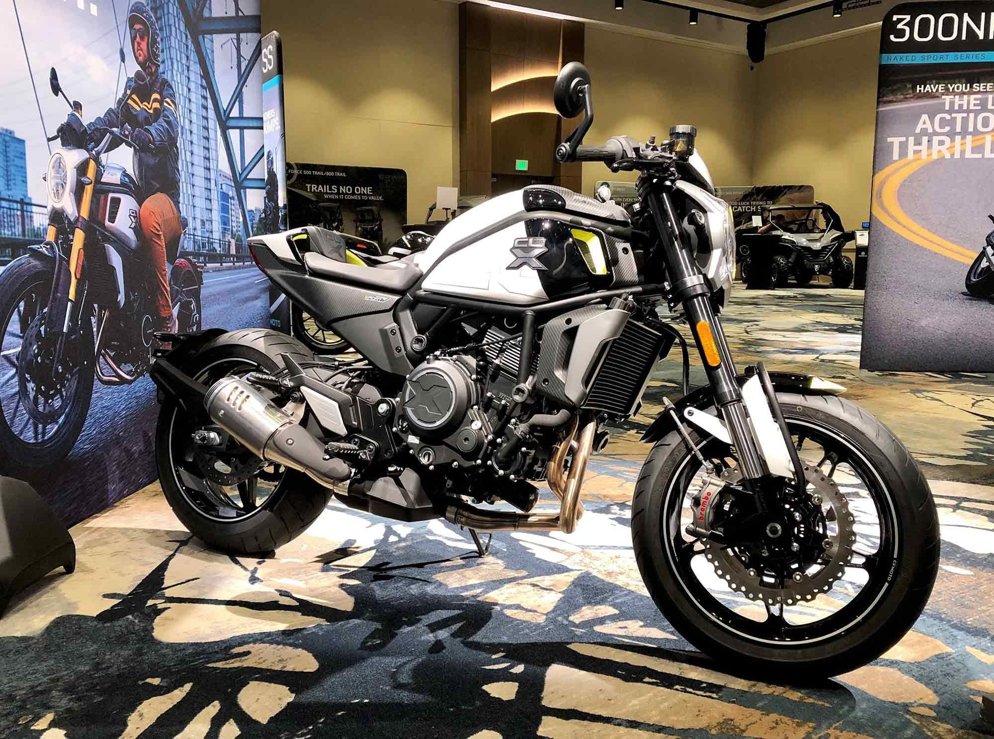 The 700CL-X Sport is powered by the same 693cc engine but adds clip-ons and rearsets for a sportier riding position. Higher-spec brakes also earn it a higher price tag.