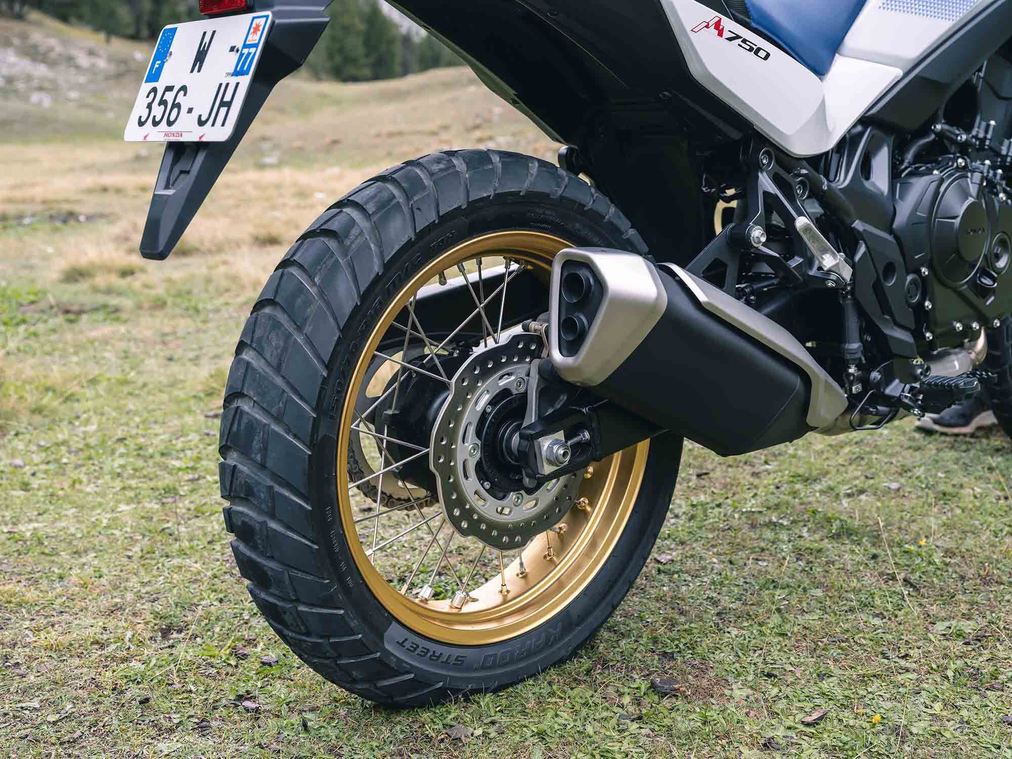The rear suspension has provisions for preload adjustment.