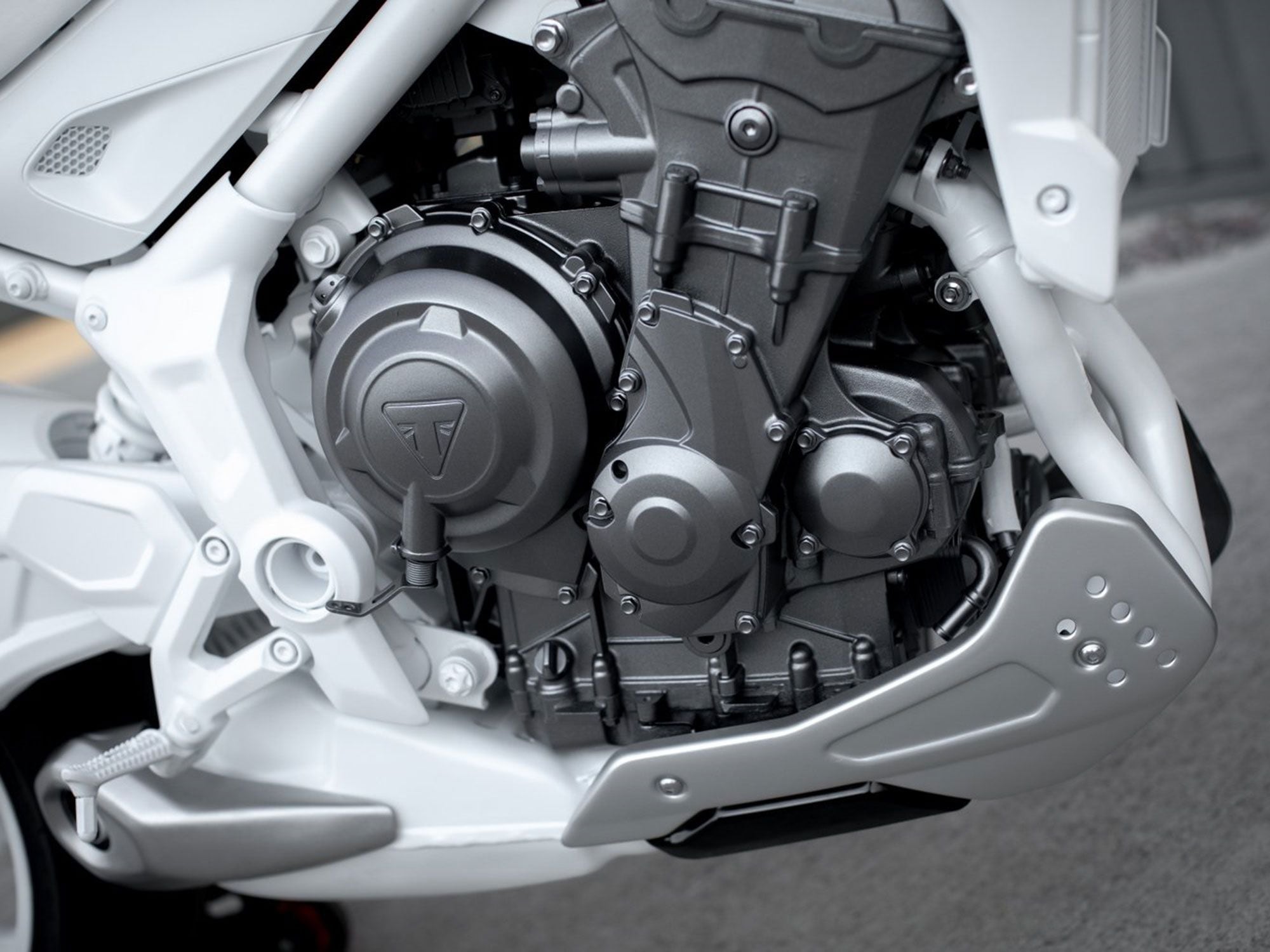 While engine displacement has yet to be confirmed, the smallish triple new bike’s engine may be similar to the powerplant used in the new Street Triple—or even smaller.