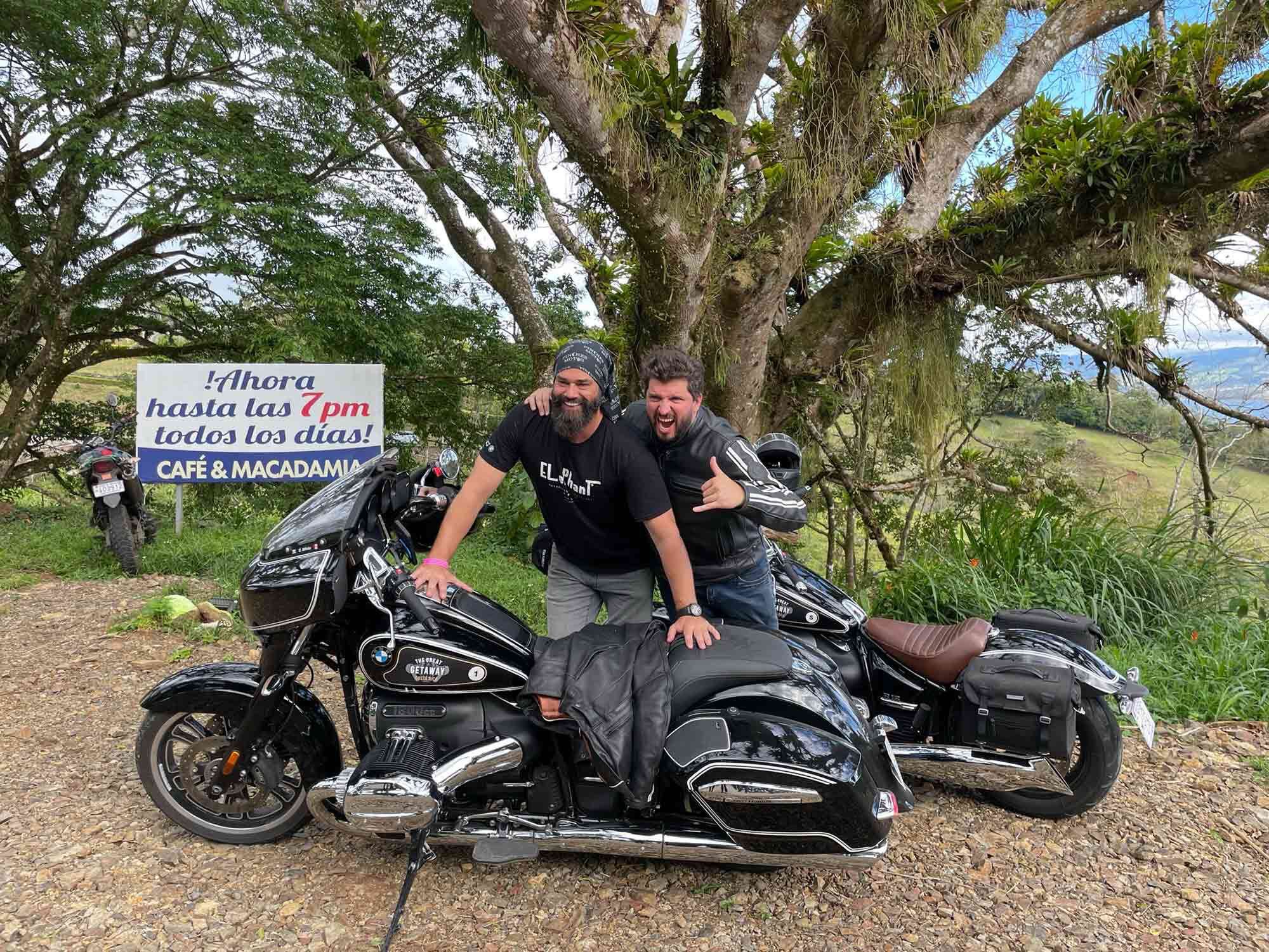 ELePhanT Moto co-founders Chris White, left, and Micho Escobar, expressing some of the local <i>pura vida</i> spirit.