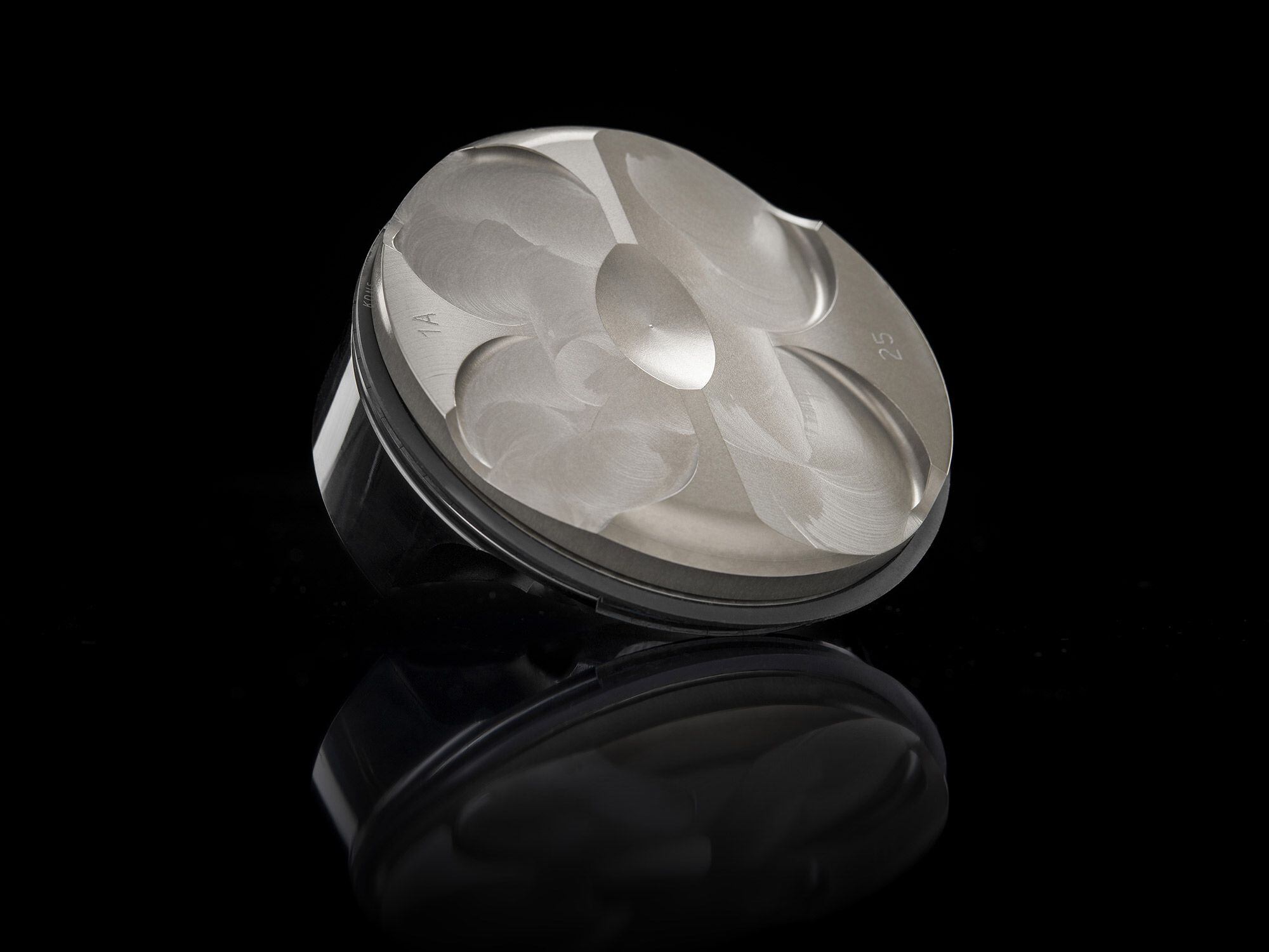 Intricate piston designs, now even lighter to move at extreme reciprocating speeds.