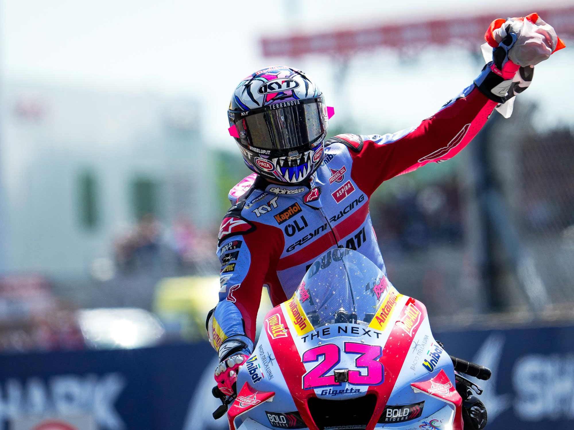 Ducati’s Enea Bastianini played the long game at Le Mans, and it paid off with his third victory of the season. He has closed to just eight points behind the series leader, Fabio Quartararo.