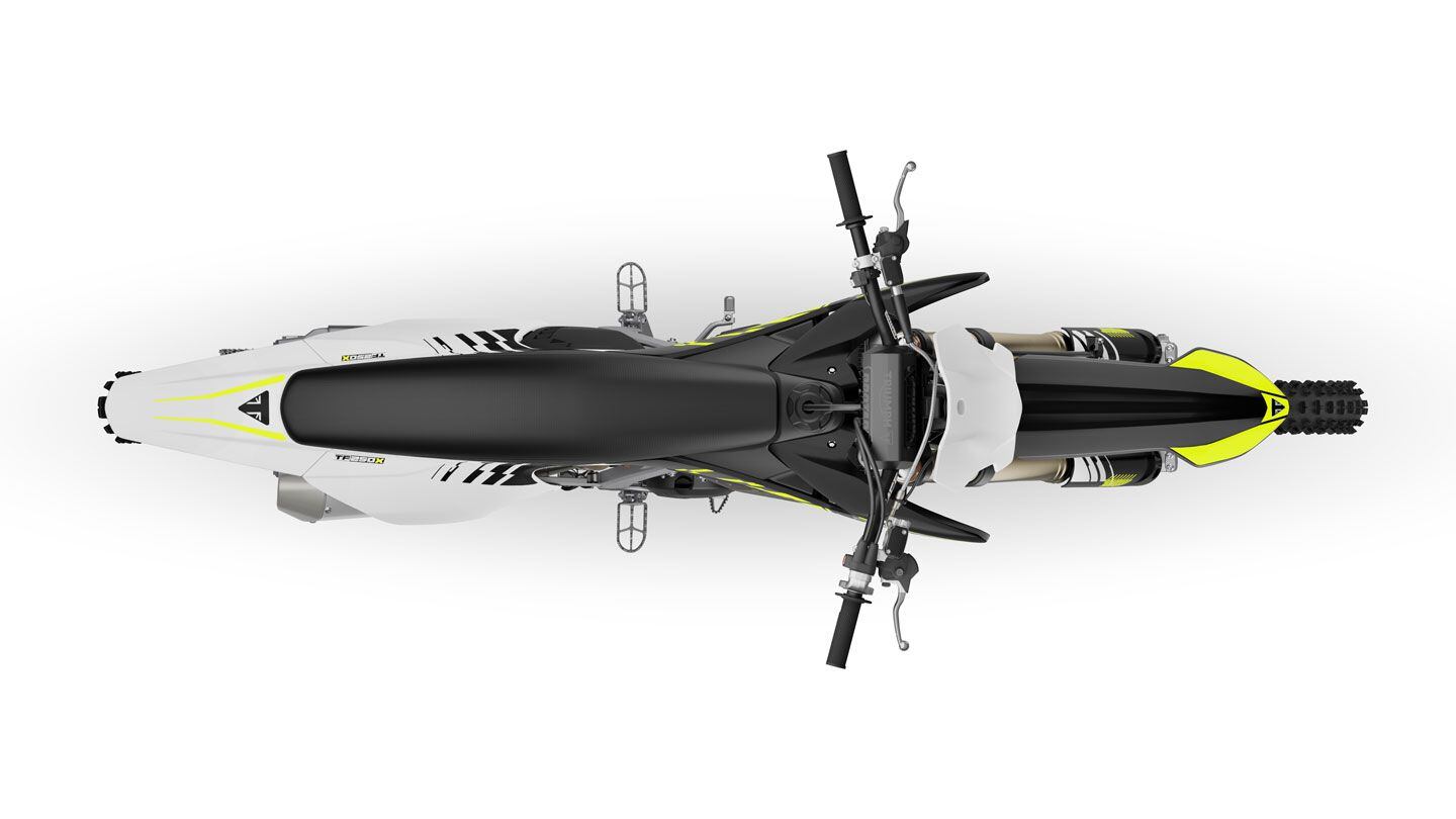 Ergonomics are just as you would expect from a top-shelf motocrosser: Everything is in the right place without putting your body in any odd positions.