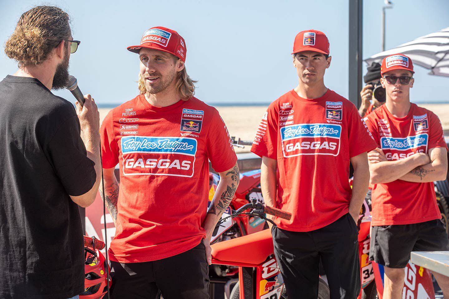 Barcia (left), Brown (center), DiFrancesco (right) answer questions about the upcoming 2024 Supercross season.