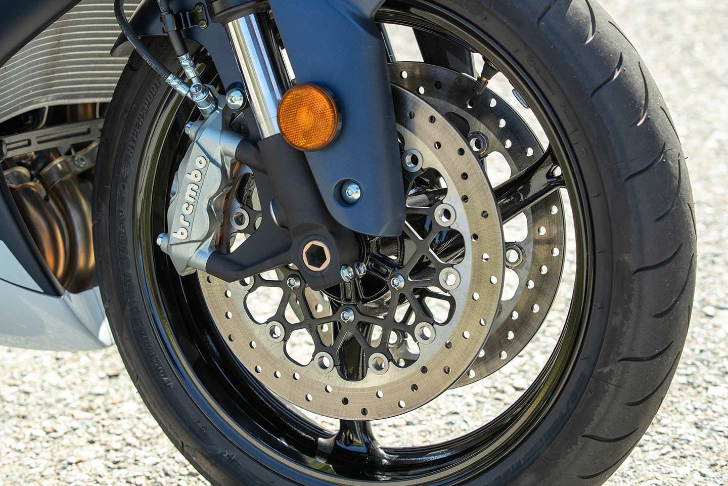 The Brembo Monoblock calipers and 310mm rotors provide consistent braking performance.