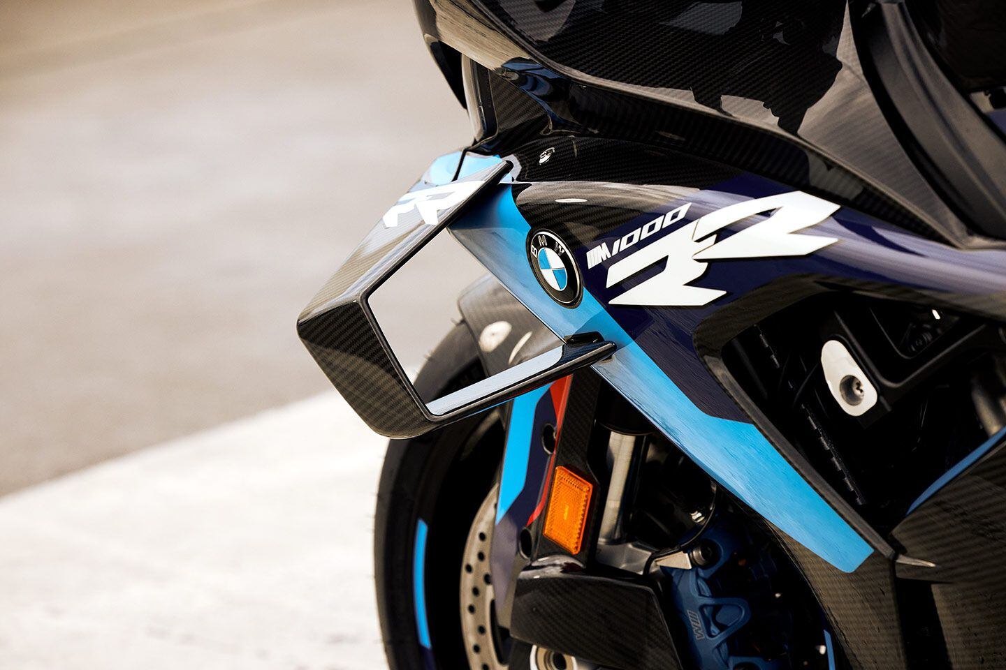 Nearly 50 pounds of downforce are produced by the M 1000 RR’s winglets at 186 mph.