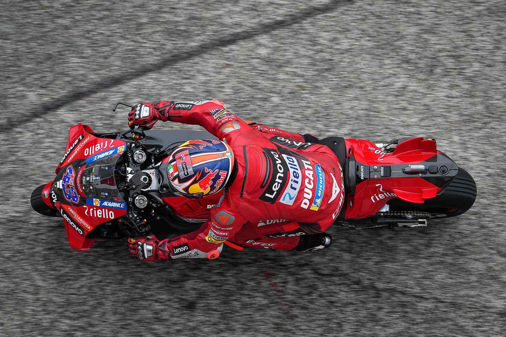 Jack Miller on the Lenovo Duc shows off the vanes’ layout from above. Will his KTM be sporting them next year?
