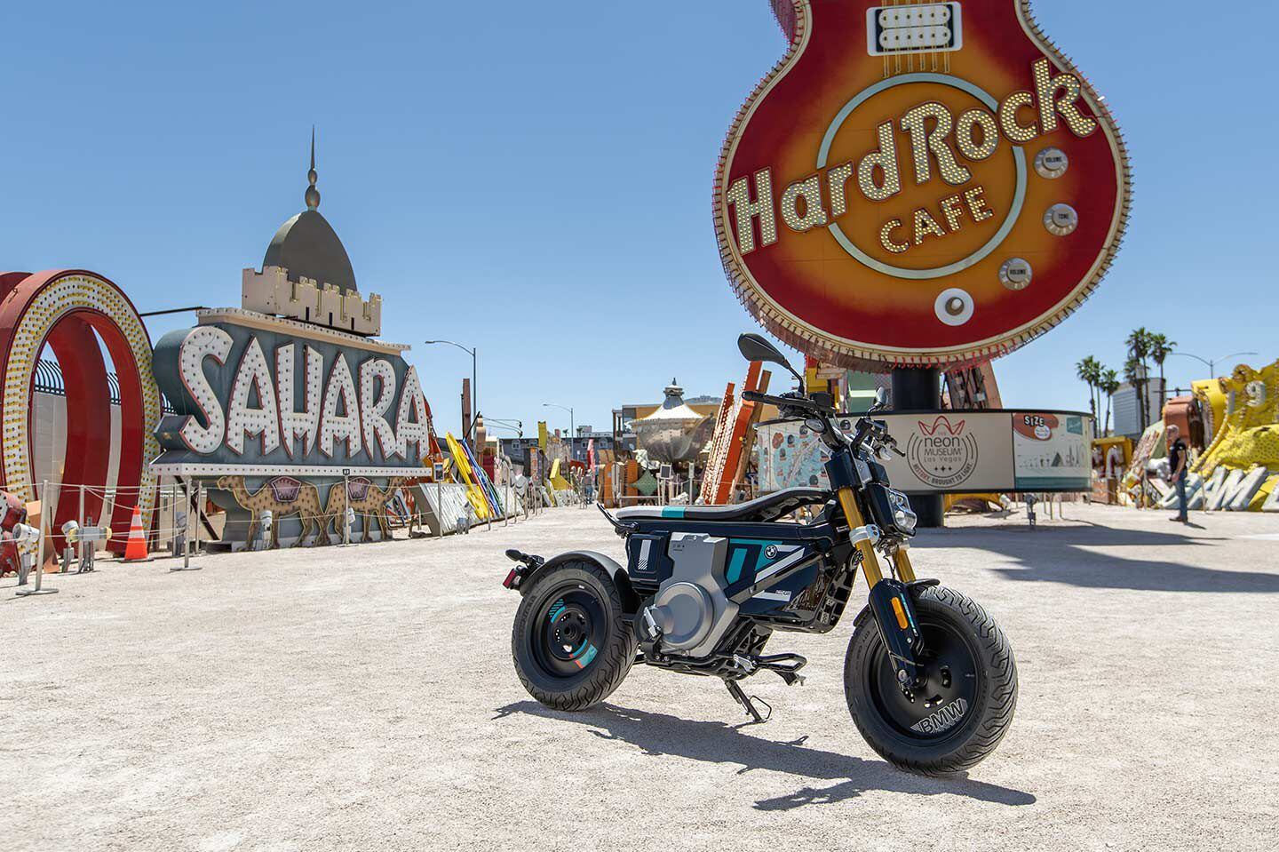 We took a swing through the Neon Museum in Las Vegas. Electrics from small companies and startups are sometimes pretty rough and ready. The CE 02 benefits from being a BMW in terms of fit, finish, and function.