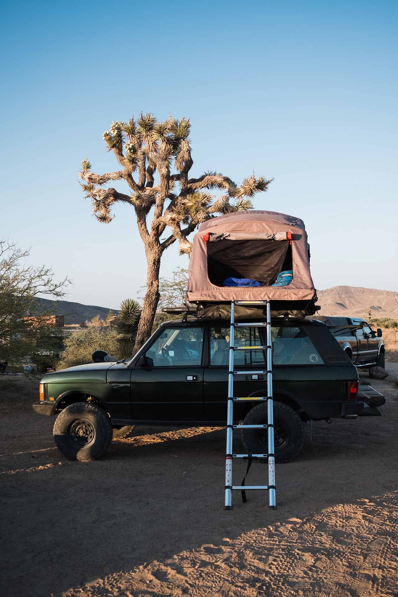 Camping in comfort and style in this vintage Range Rover.