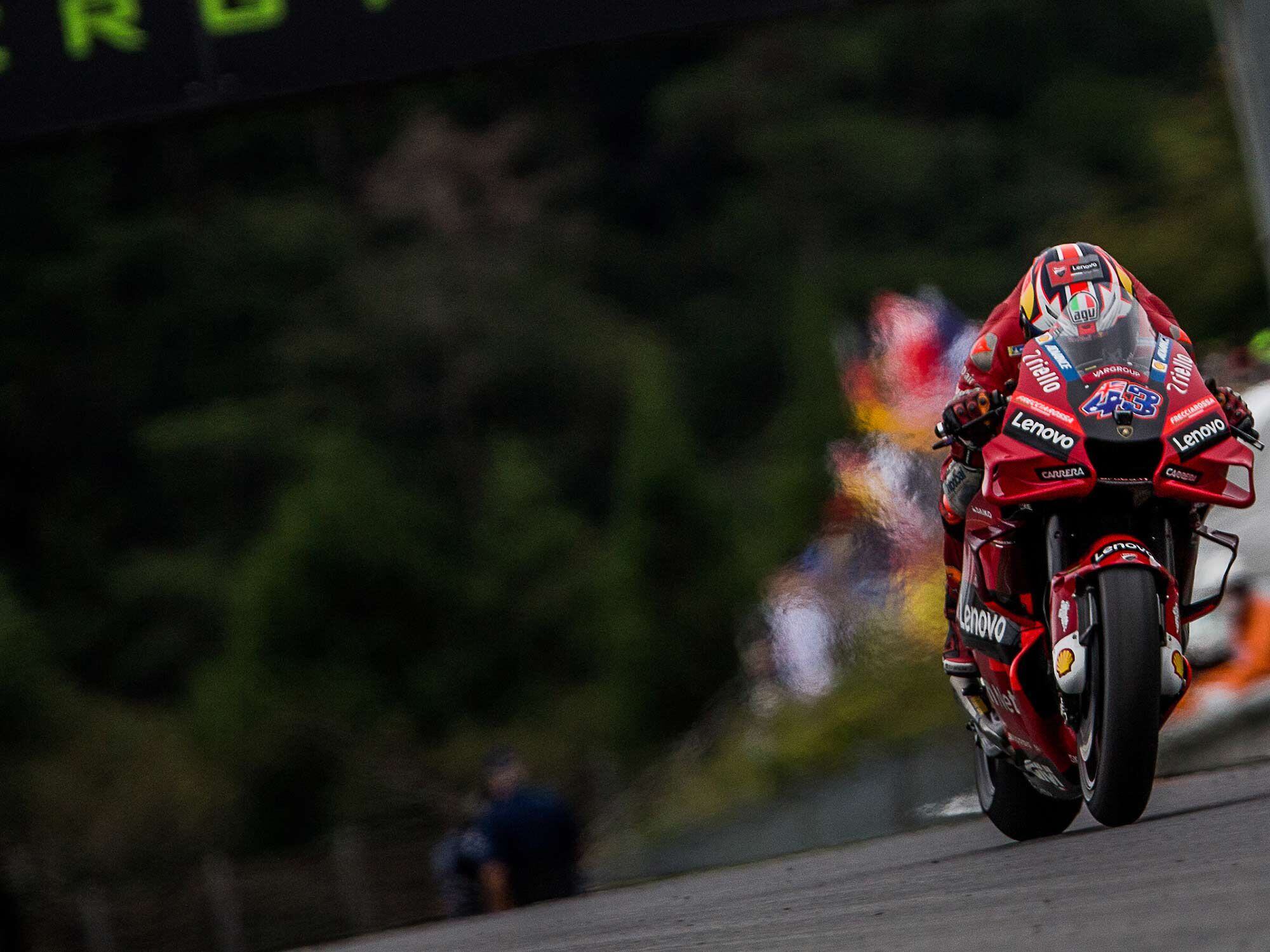 Ducati’s Jack Miller, the protagonist of the Motegi 2022 drama, running away with the race. Note the heat mirage behind his bike.
