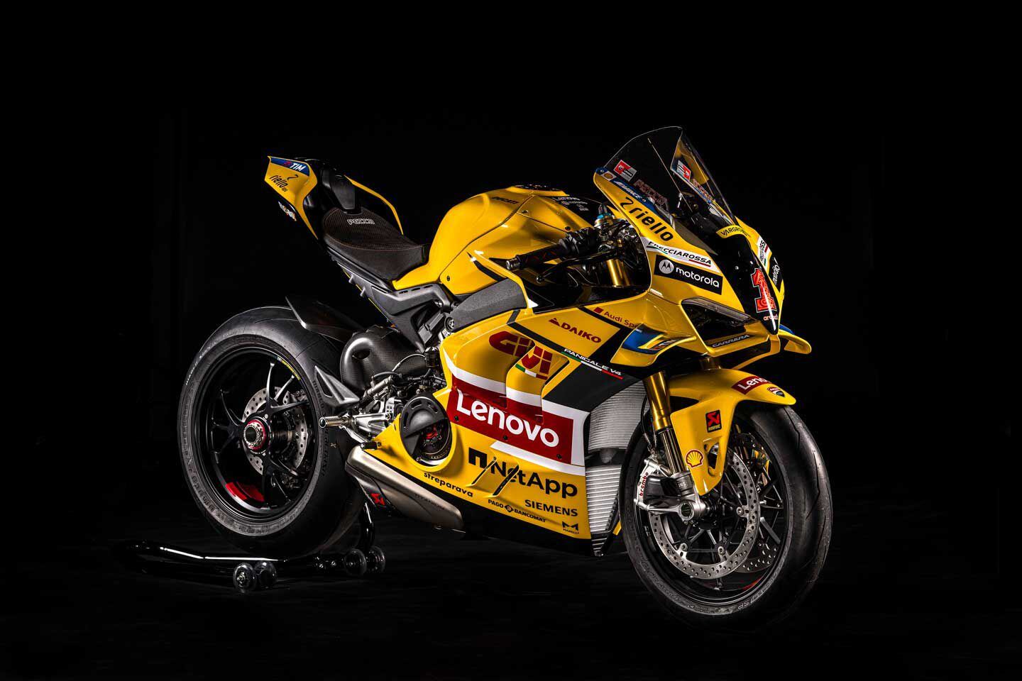 Francesco Bagnaia’s replica uses the yellow livery similar to what he raced at his home GP at Misano.
