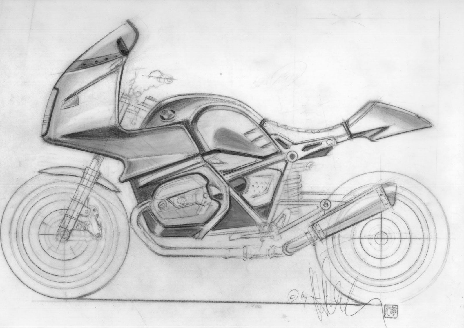 Muth’s concept drawing of the R nineT RS.