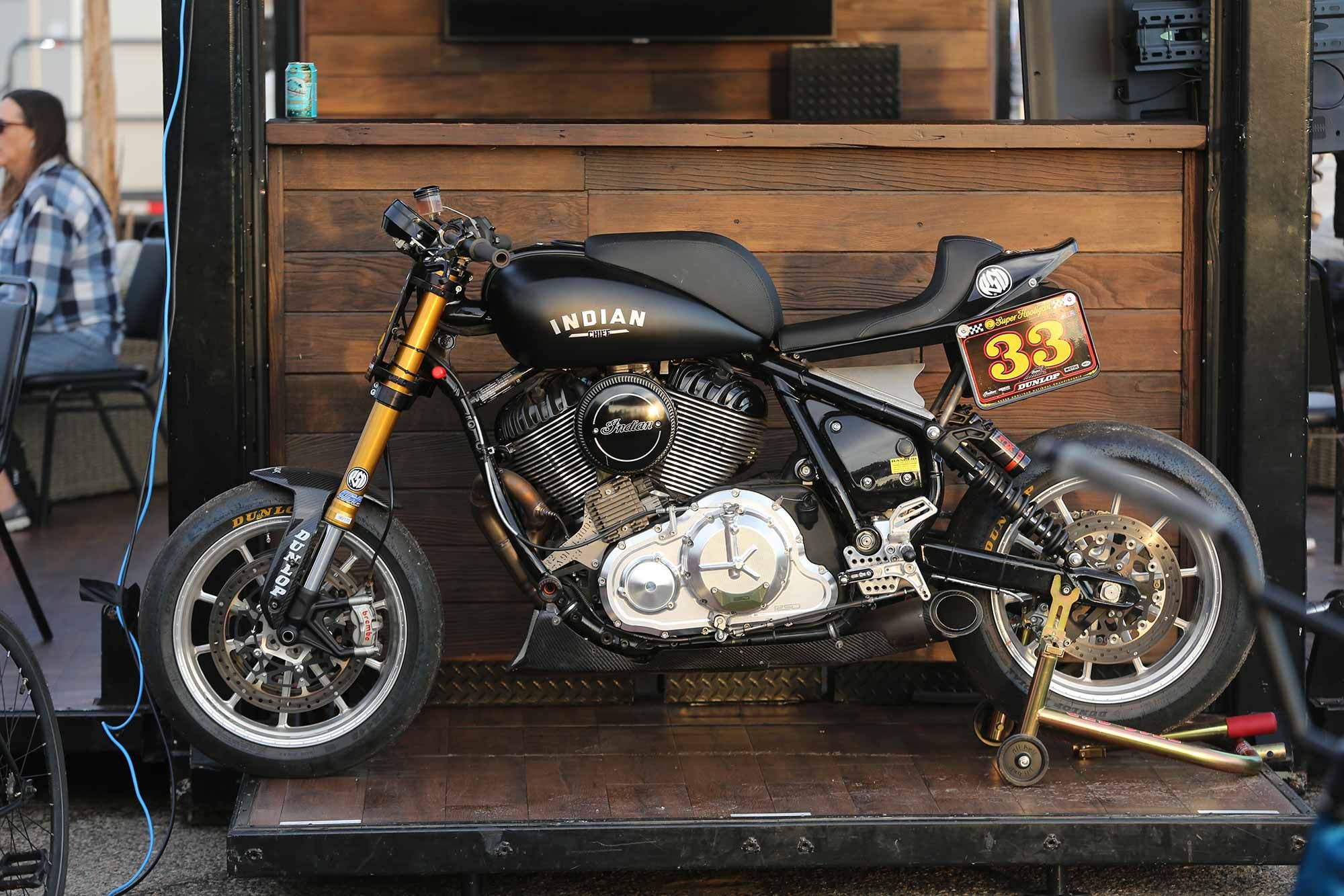 Of course the Indian Chief-based racebike, built by Roland Sands Design and raced by Rennie Scaysbrook, was on display at the show.