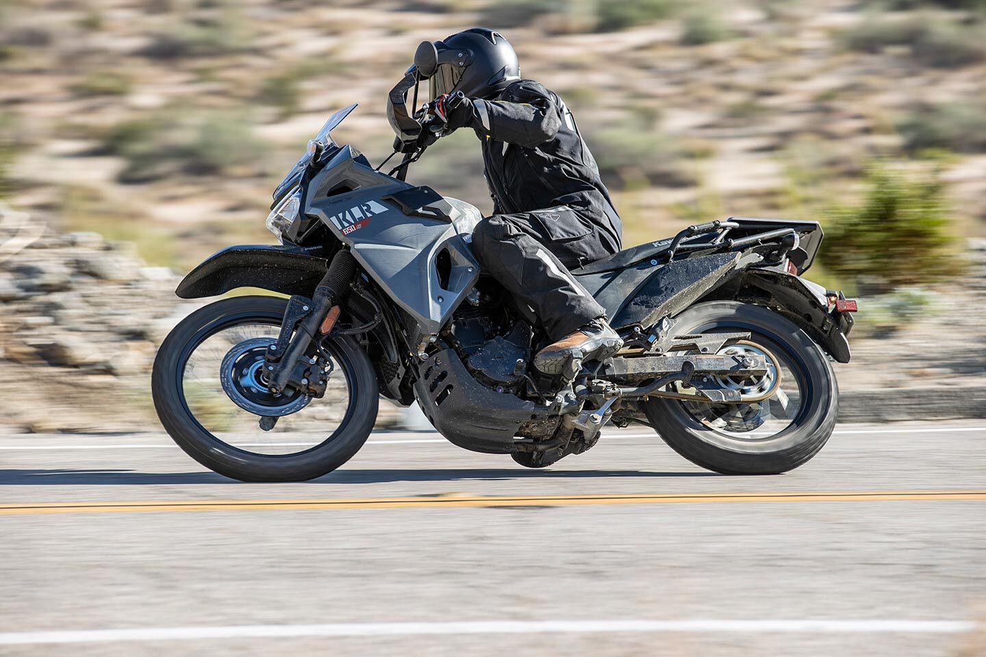 Shortened suspension naturally reduces ground clearance 1 inch to a claimed 7.3 inches. This also reduces cornering clearance, which leads to dragging footpegs just a bit sooner when hauling on backroads.