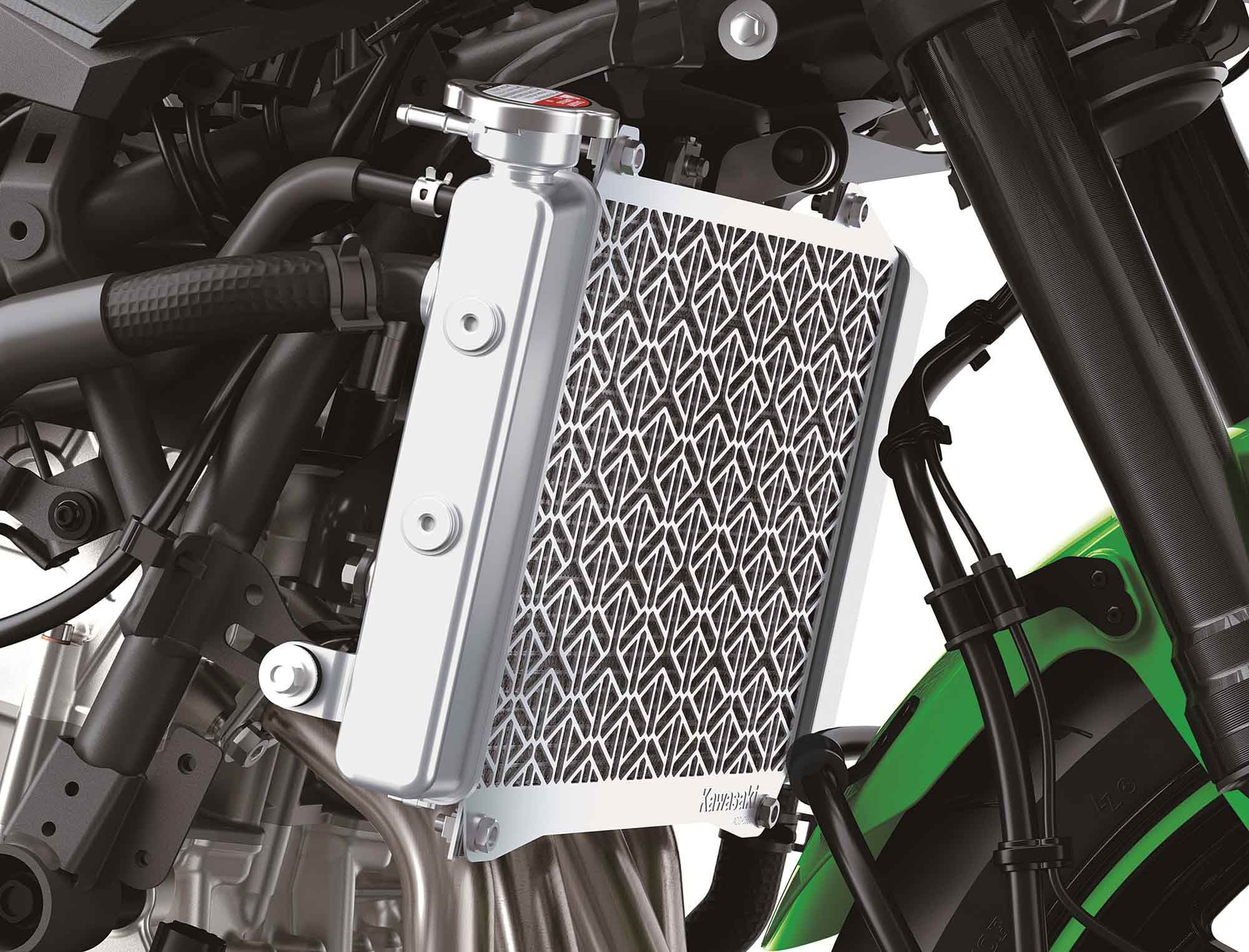 A 30-row radiator keeps the engine cool.