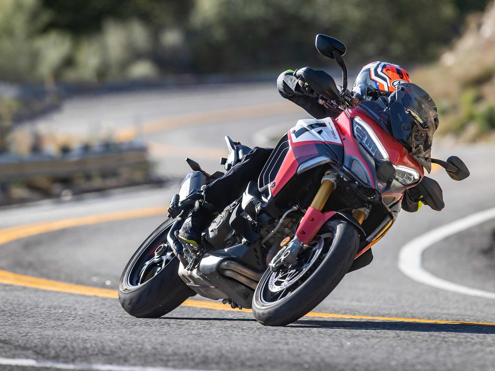 Ducati emphasized performance in the Pikes Peak model, notably revising the chassis for more responsive and confident on-road handling.