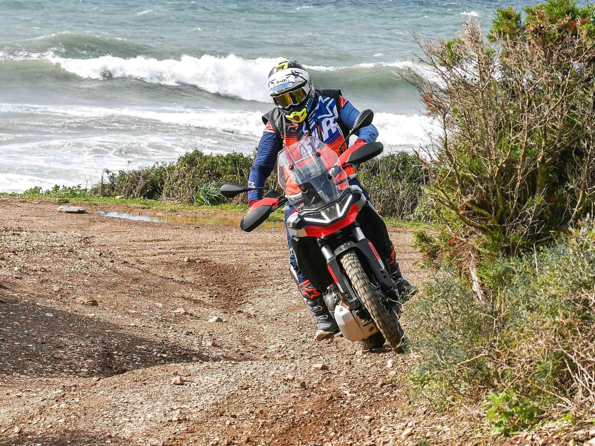The Tuareg 660’s chassis is well sorted for serious dirt duty.
