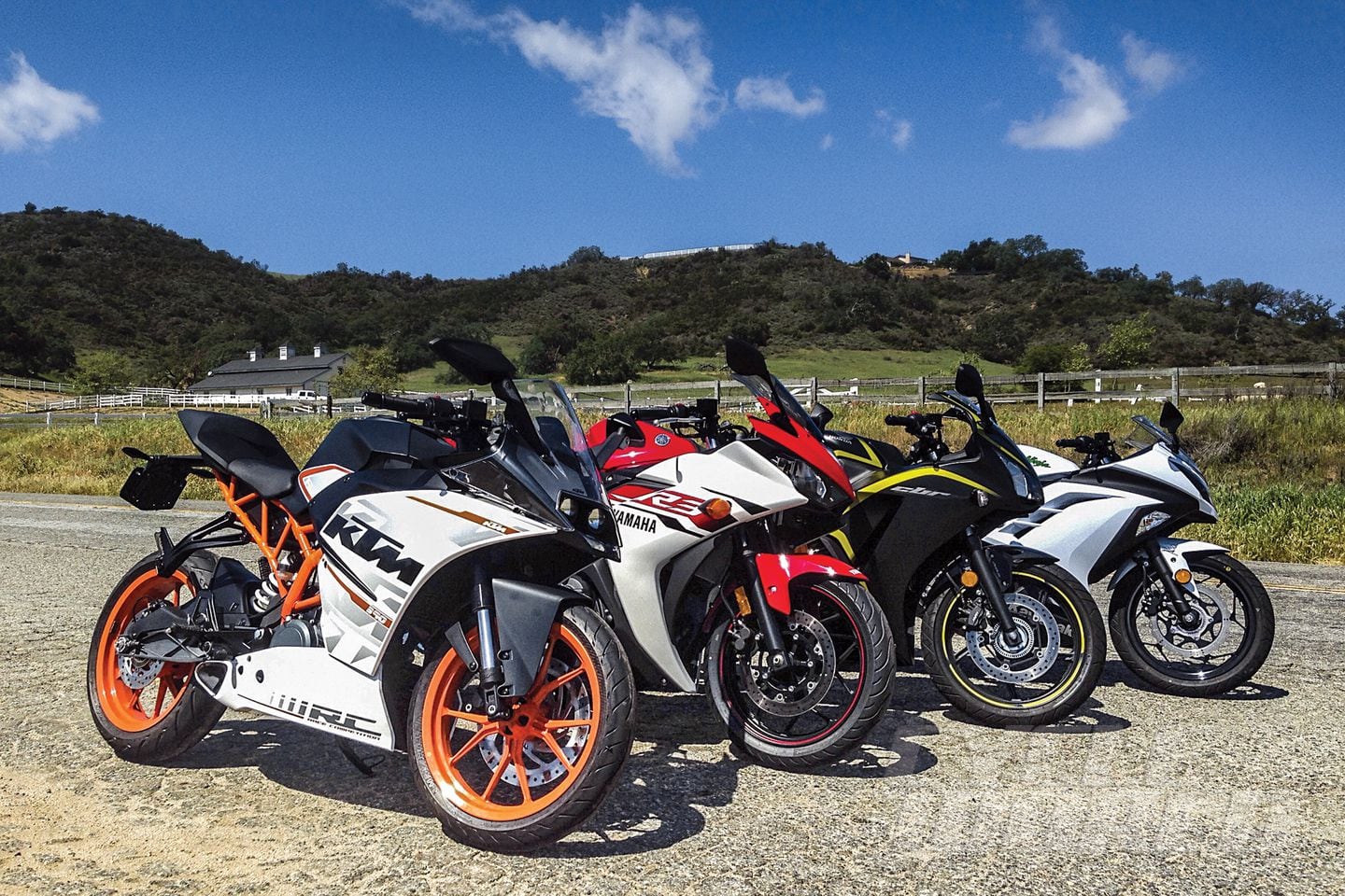 Honda CBR300R vs Kawasaki Ninja 300 vs KTM RC390 vs Yamaha YZF R3 Cycle World