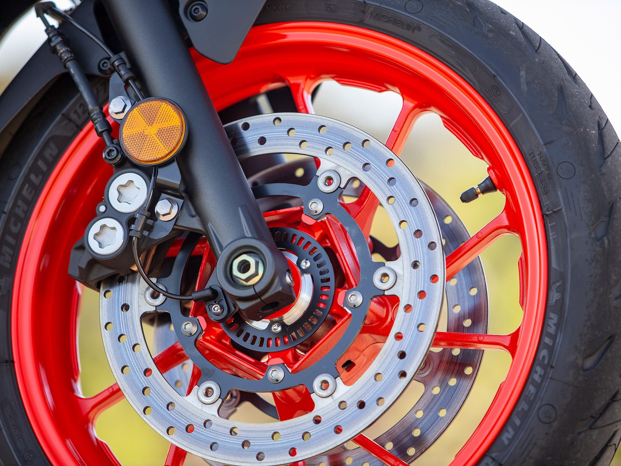 The front brake rotors have increased in size to 298mm and are round rather than wave or petal shaped.