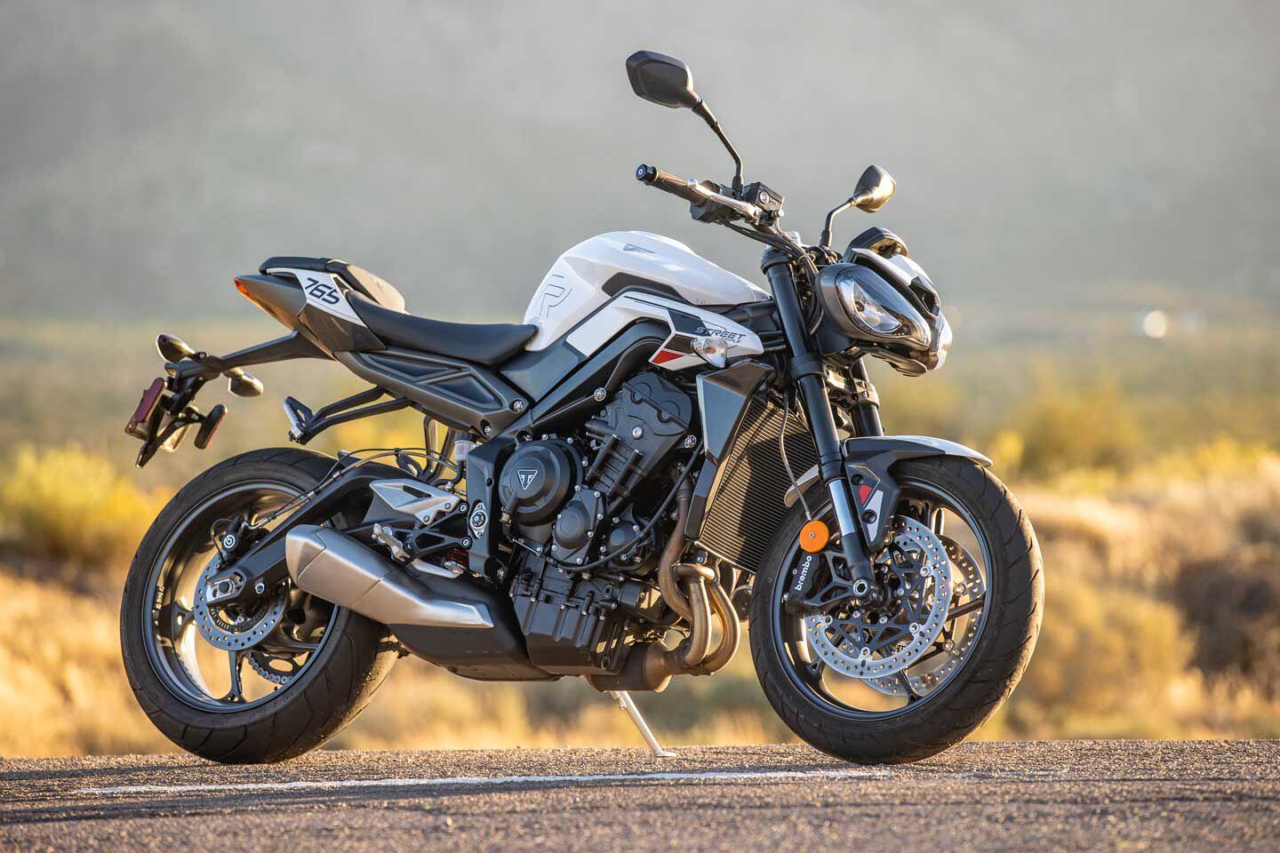 Triumph’s 2024 Street Triple R may be the lowest priced in the three-bike model lineup, but it still comes loaded with fully adjustable suspension and a nice combination of components.