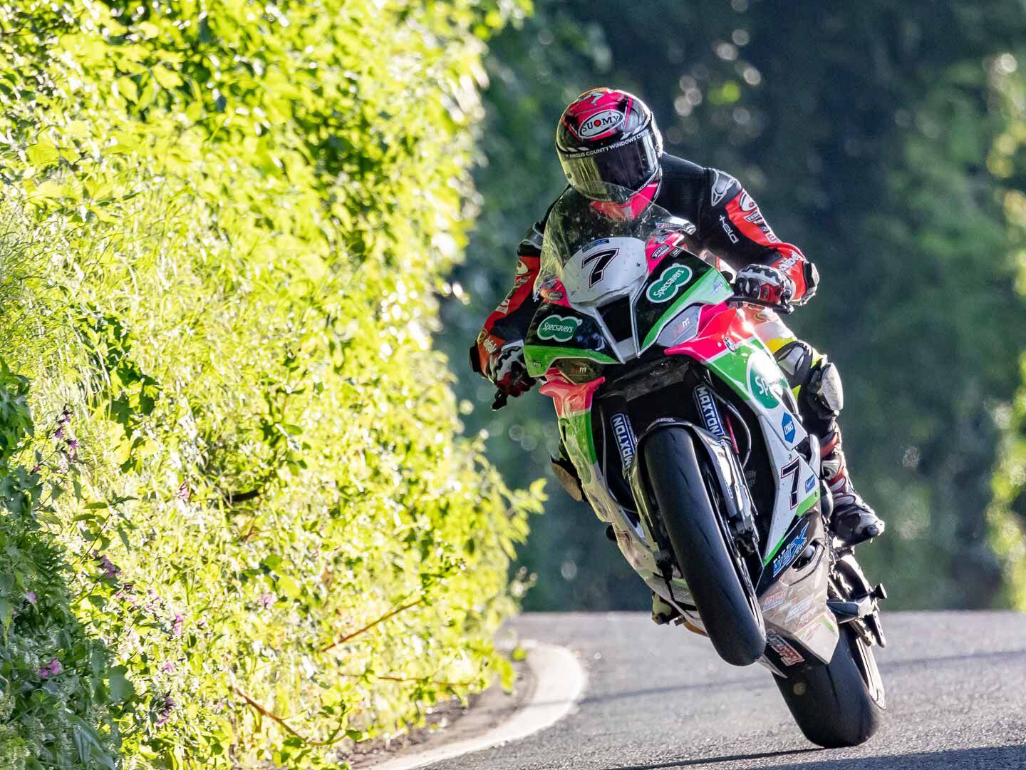 Gary Johnson, always competitive in the TT Superbike and Superstock events, seen here on his 2022 BMW S 1000 RR powered by Specsavers.
